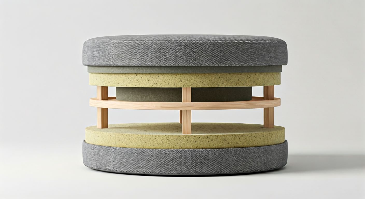 Сборка пуфа: каркас, поролон, обивка