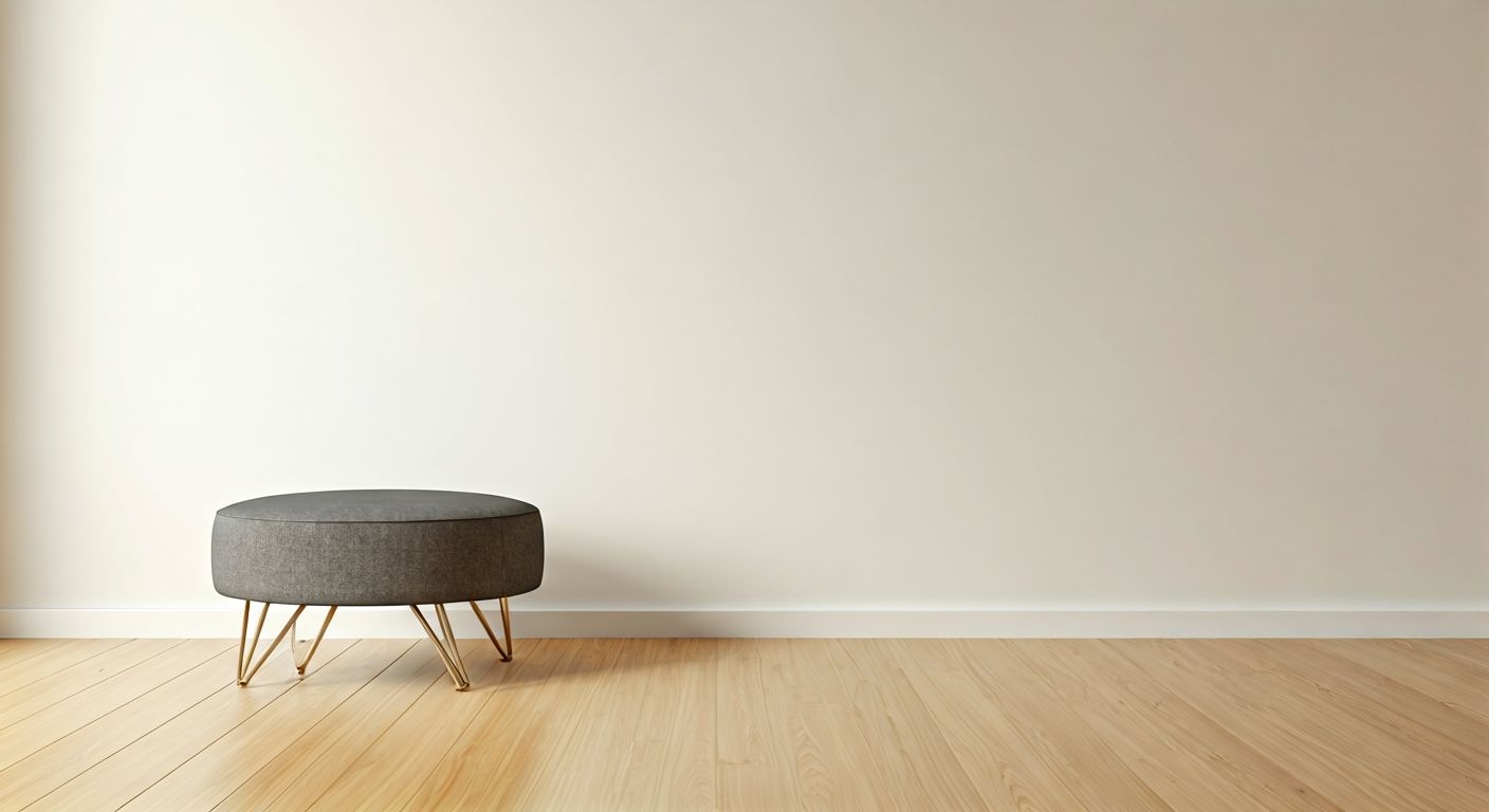 Минималистичный пуф на металлических ножках в прихожей