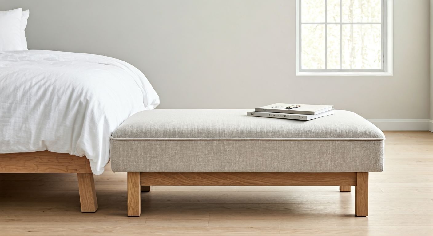 Скандинавский пуф на деревянных ножках