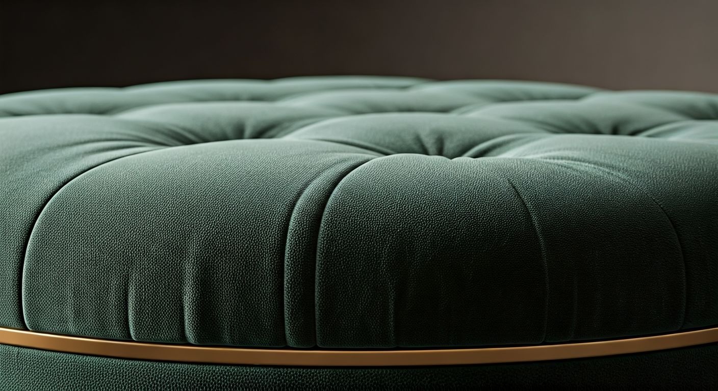 Крупный план бархатного пуфа с деталями