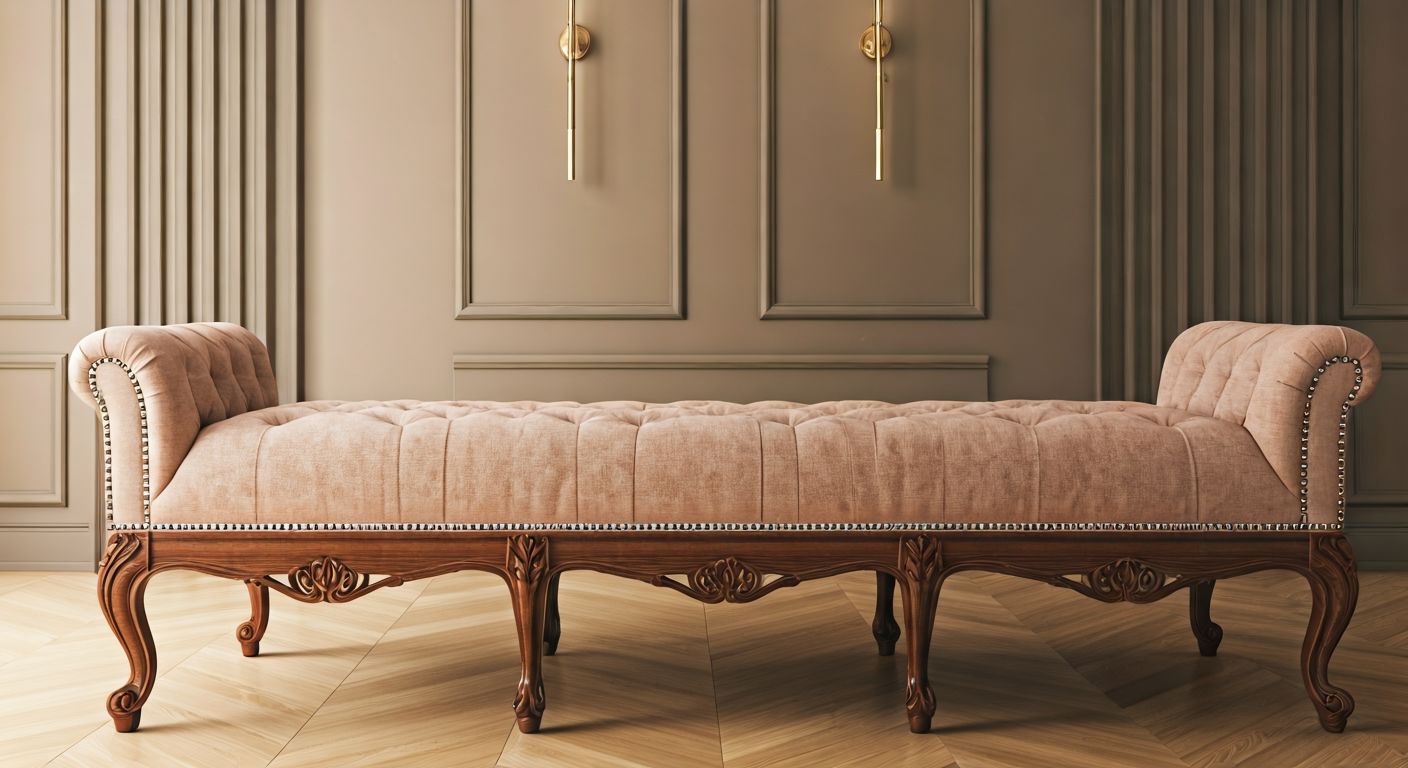 Роскошная бархатная банкетка в прихожей