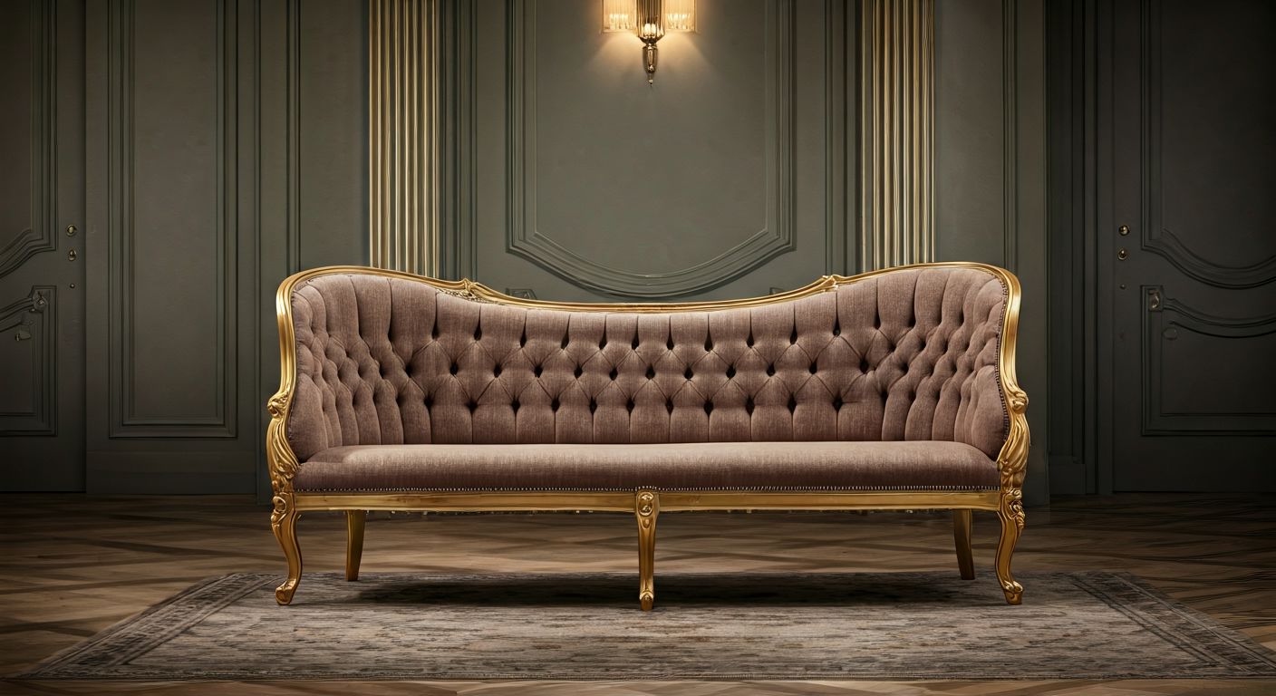 Неоклассическая банкетка-софа с изогнутой спинкой