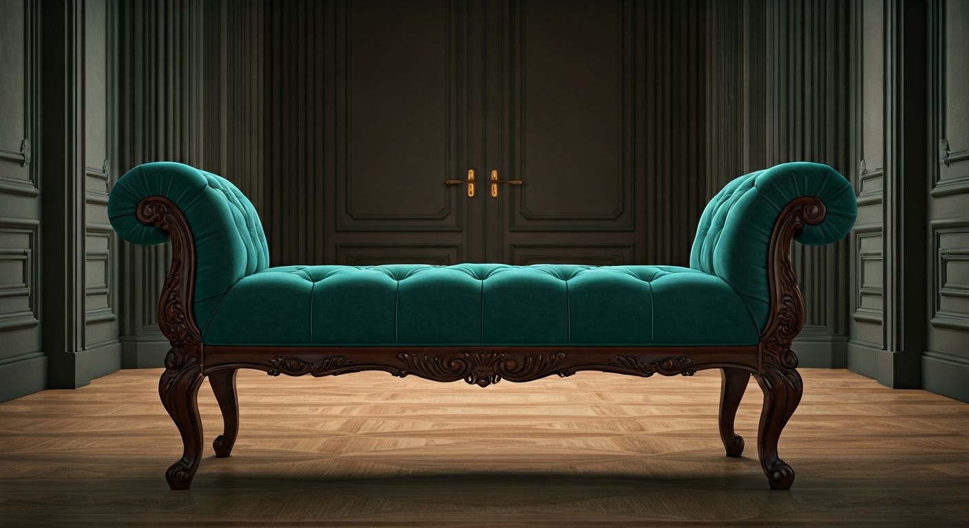 Роскошная бархатная банкетка в прихожей