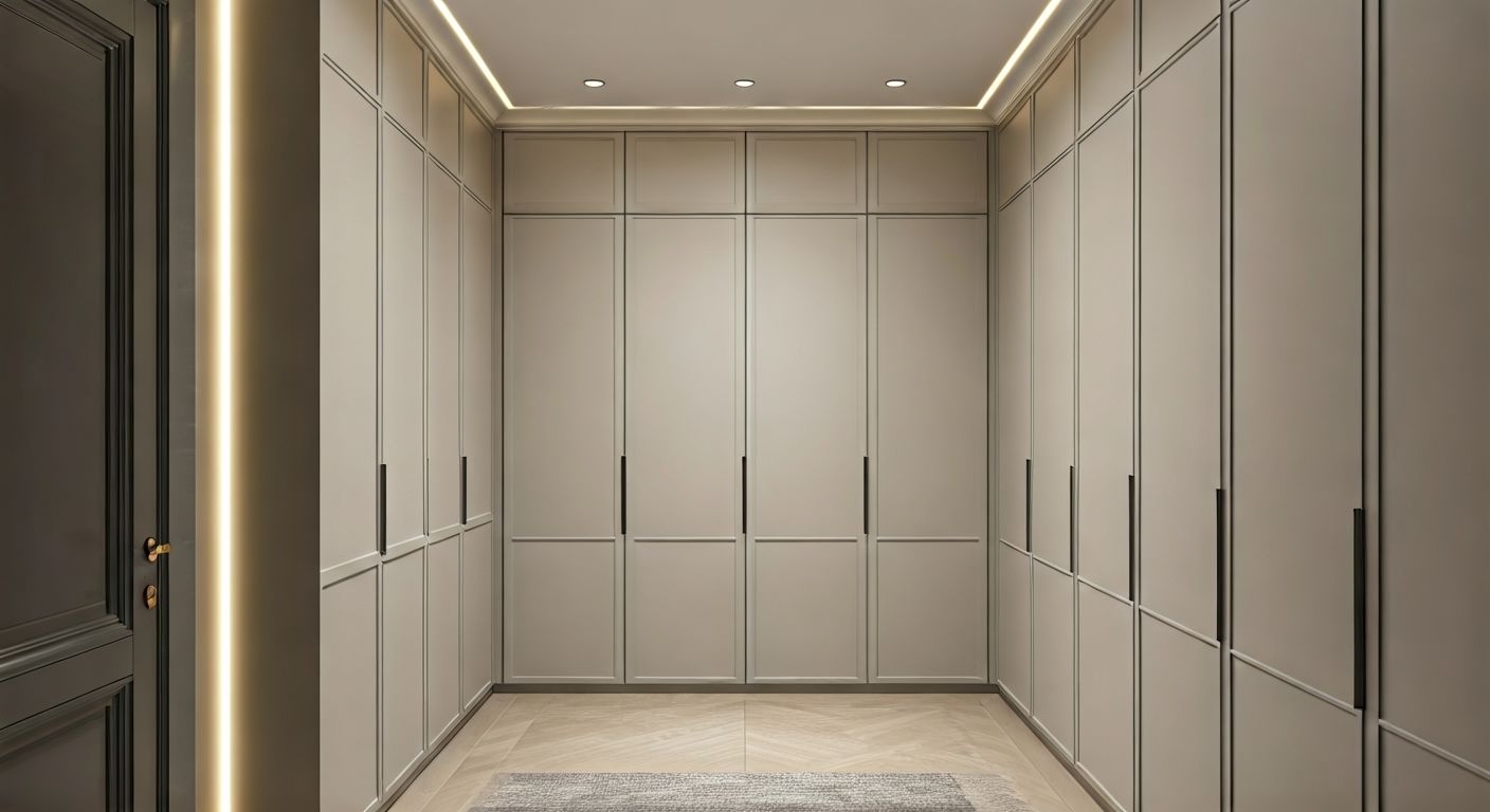 Роскошная современная встроенная гардеробная в прихожей