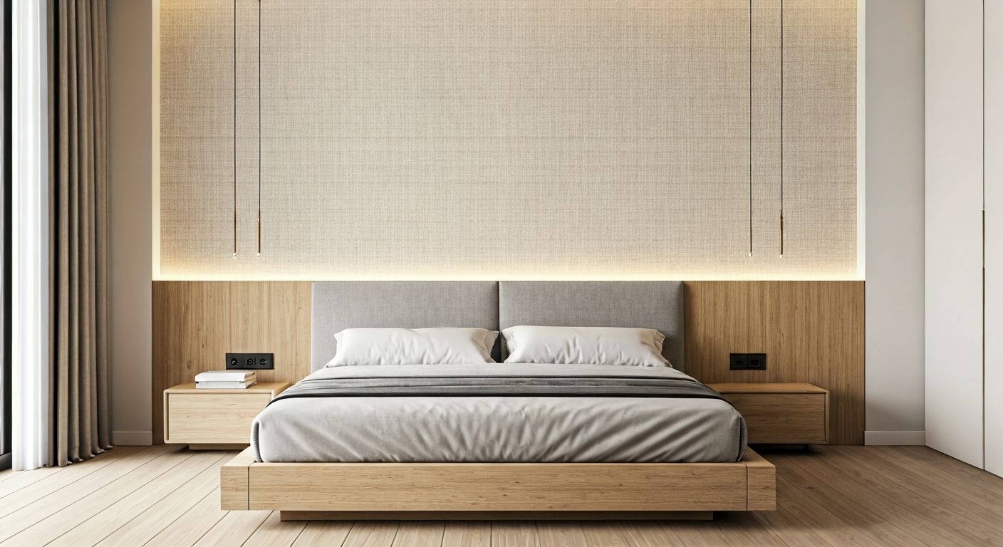 Современная спальня с текстурными обоями