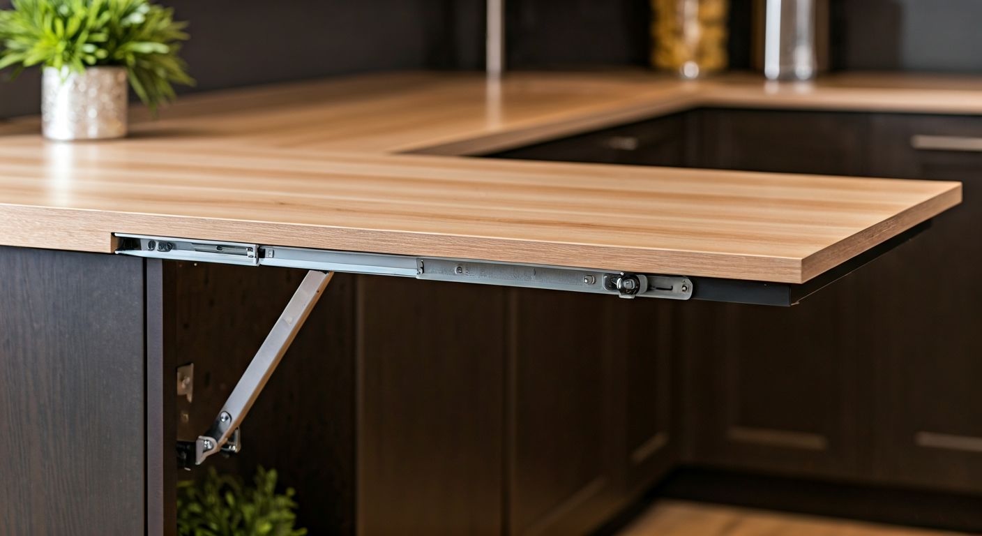 Детальный кадр выдвижной барной стойки