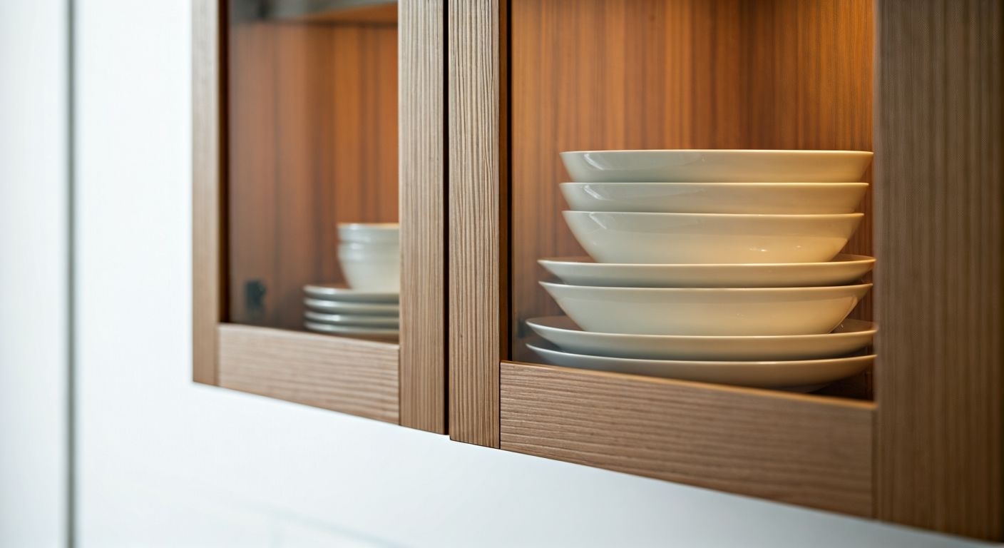 Крупный план стеклянного современного серванта