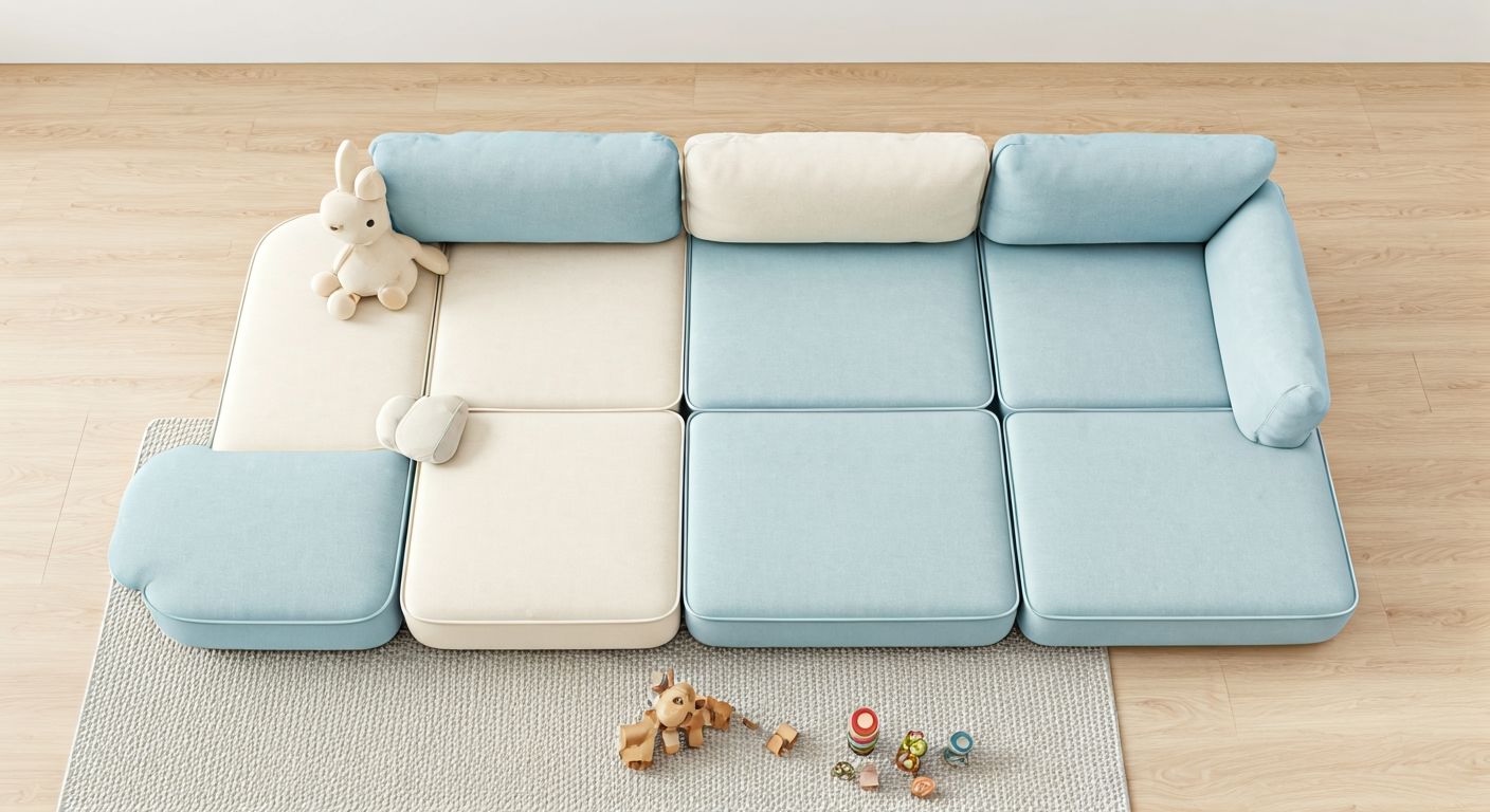 вид сверху модульного углового дивана