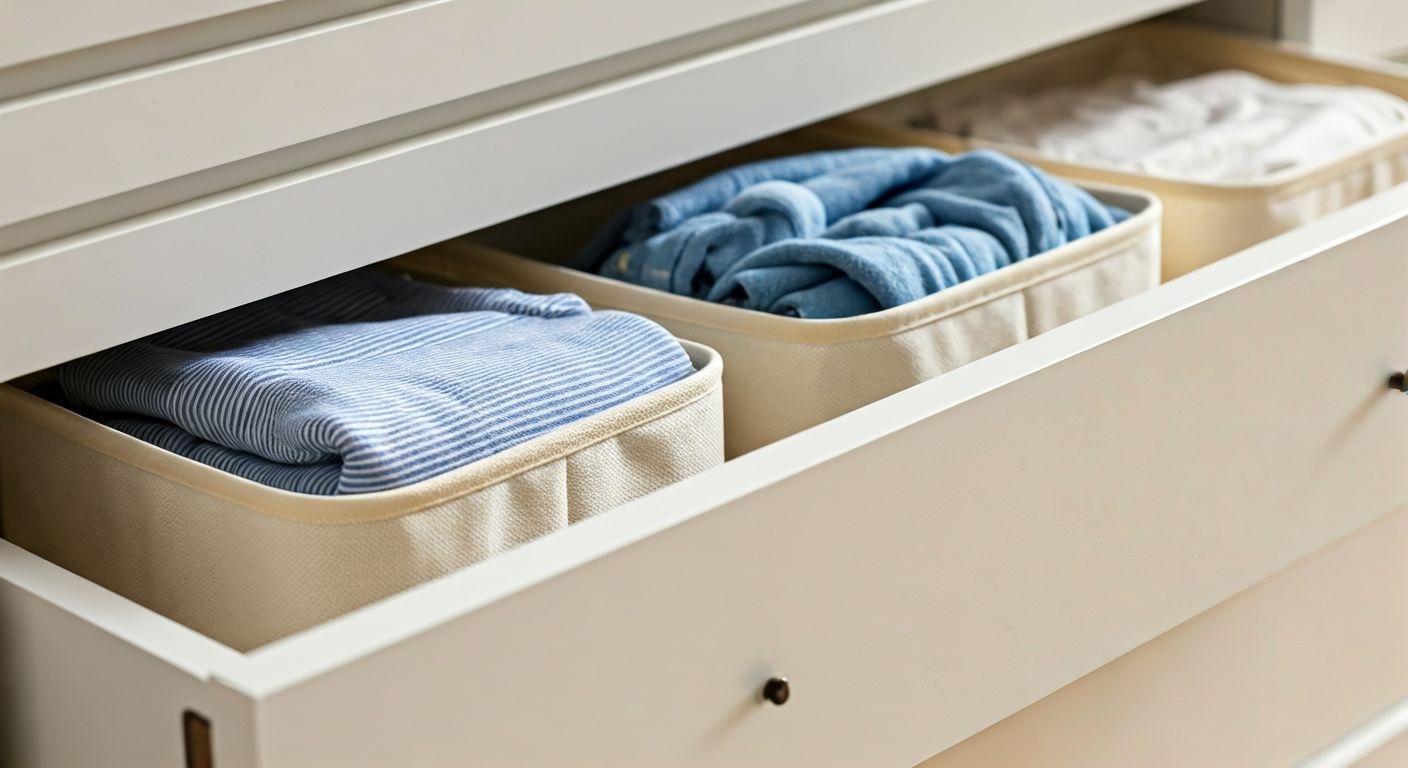 нижний ящик с тканевыми боксами для хранения