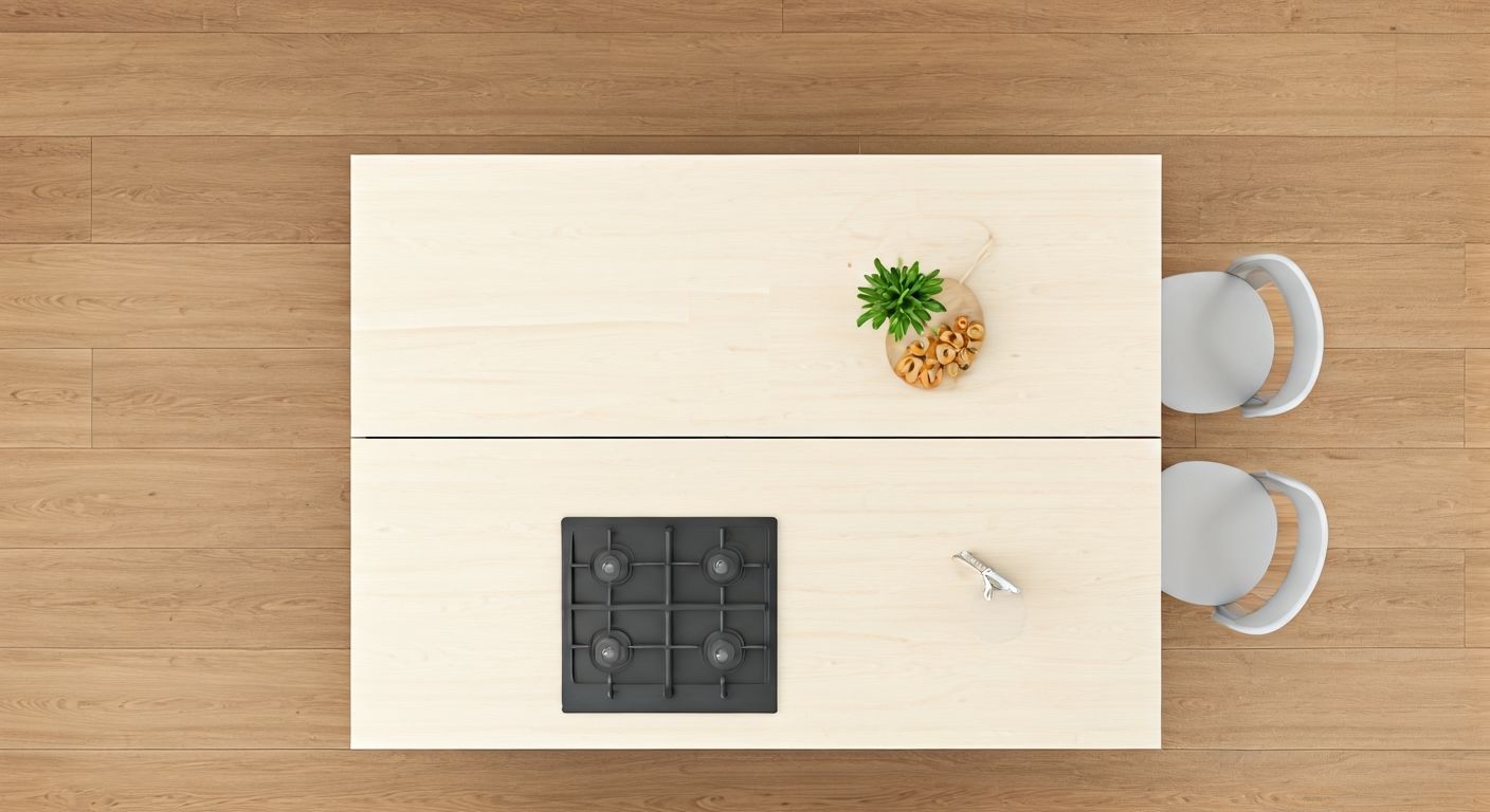 вид сверху на мобильный остров на колесах