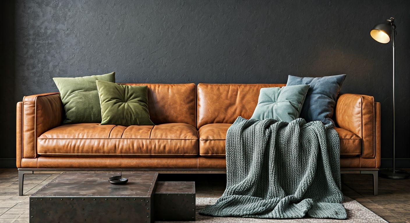 Лофт софт диван и фактурные подушки