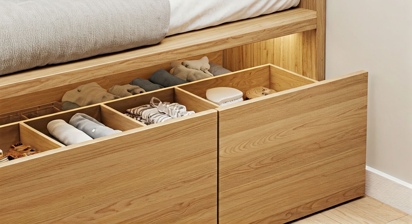 выдвижные ящики под кроватью