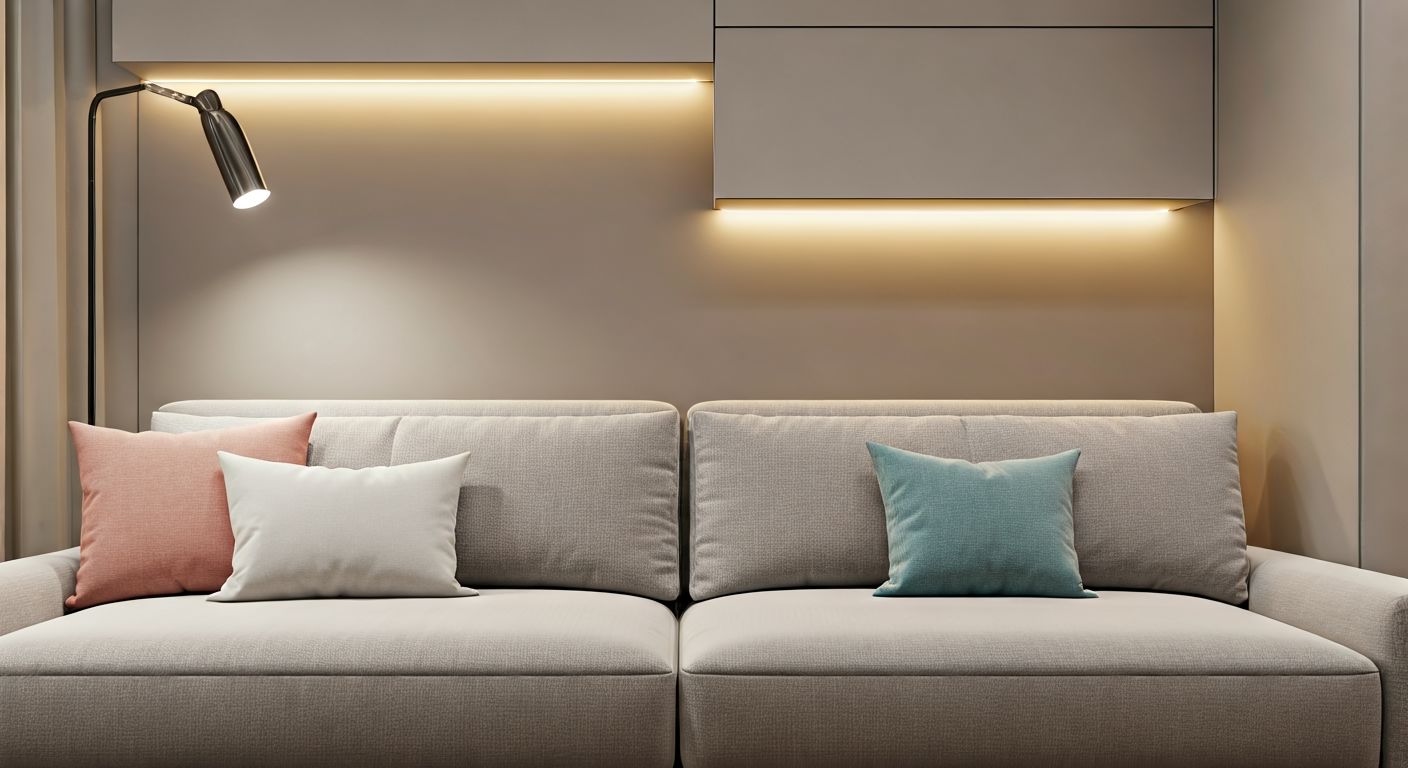 Зона отдыха с подсветкой и диваном