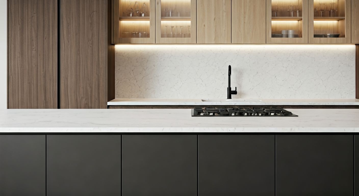 современная кухня-гостиная с барной стойкой