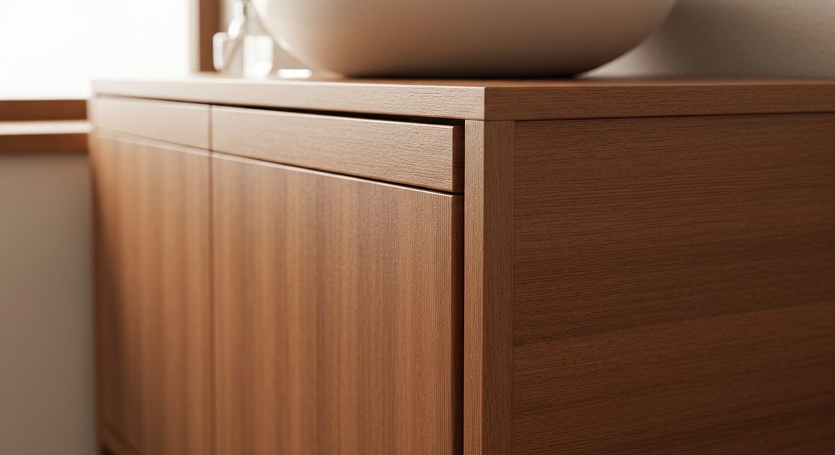 Крупный план нижнего углового кухонного шкафа в современном стиле, демонстрирующий его интеграцию и эстетику.